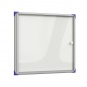 Info-Wandvitrine,  68 cm hoch,  73x2,0 cm (B/T), Rückwand Stahl weiß, AR-Glas 